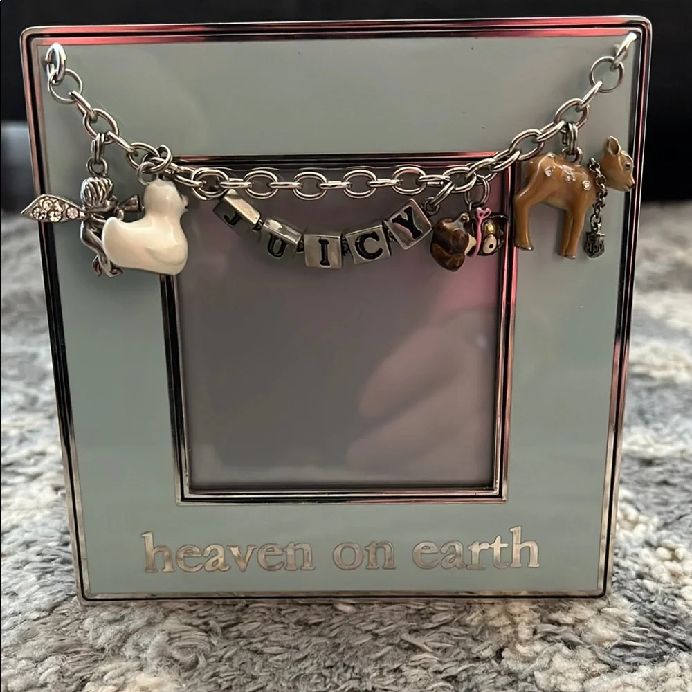 VINTAGE Juicy Couture Heaven on Earth picture frame, blue with charms NWOB! Y2K